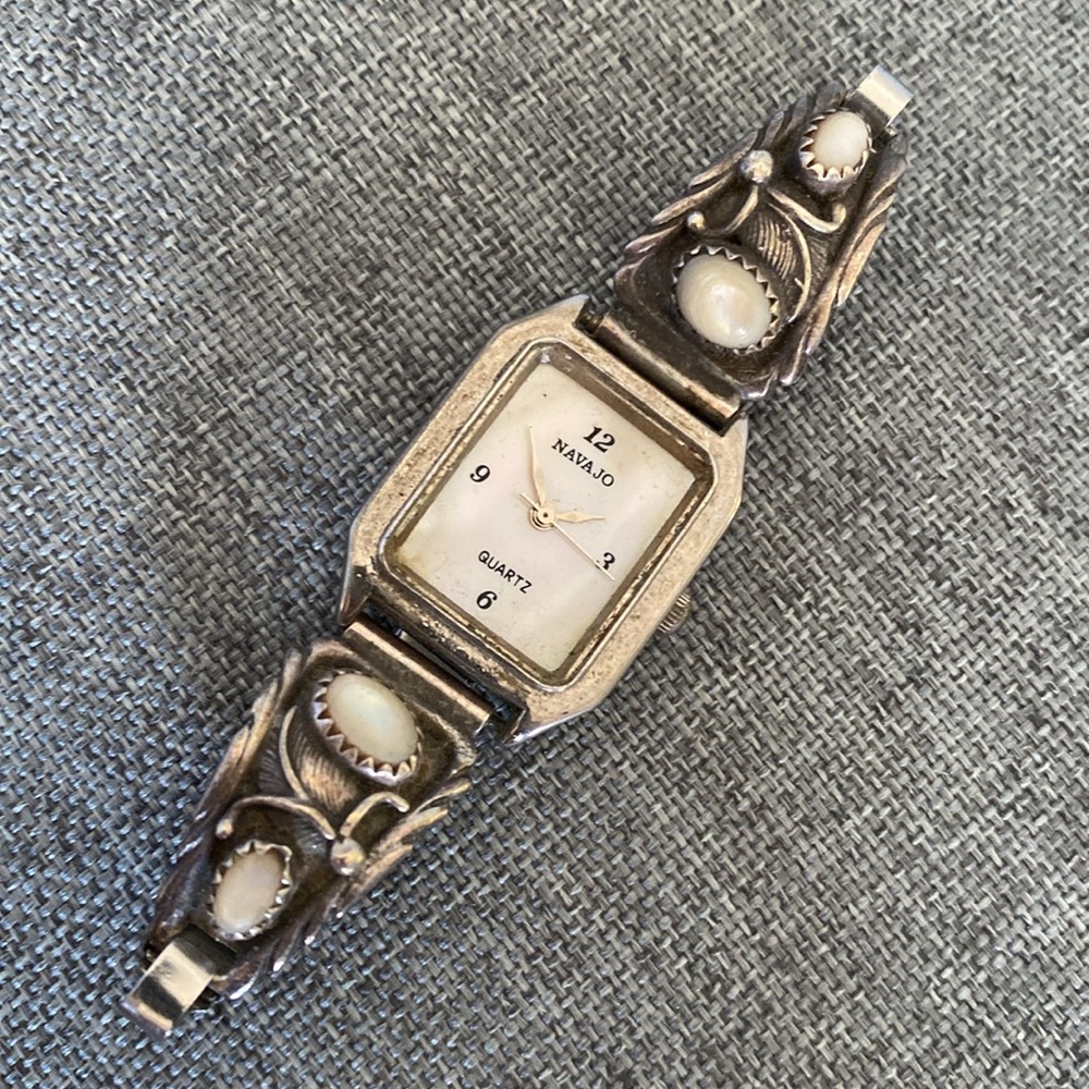 Sterling Silver & Mother of Pearl NAVAJO Watch Tips with Scrap Watch